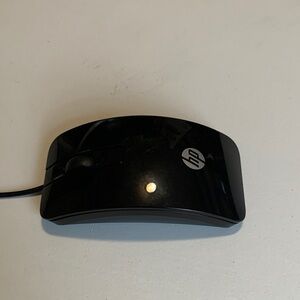 HP Black Wired Optical Mouse with HP Logo